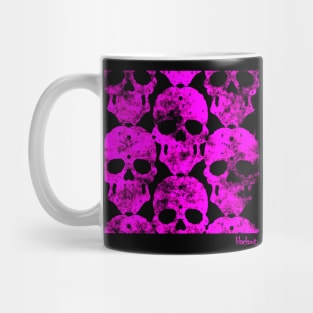 Skulls Convene in Magenta by Blackout Design Mug